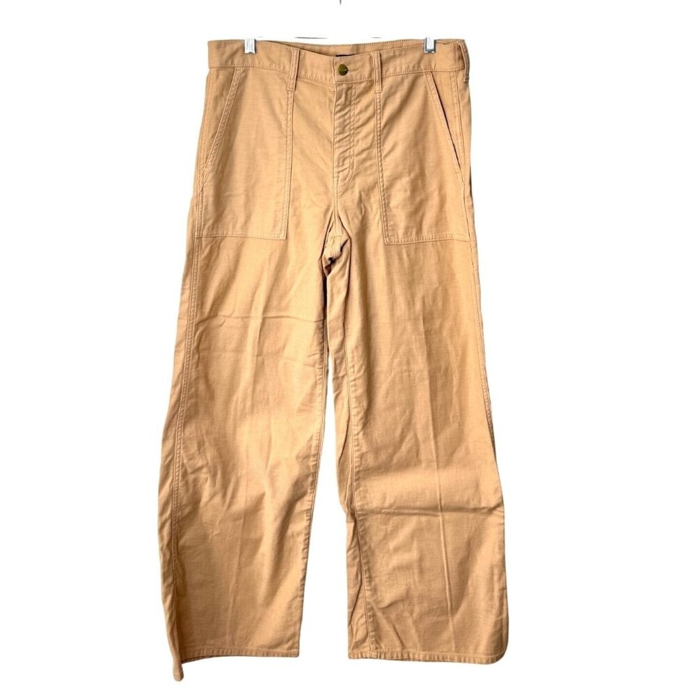 J.Crew Khaki Wide-Leg Pants High-Waisted Womens Size 29 Cotton Blend